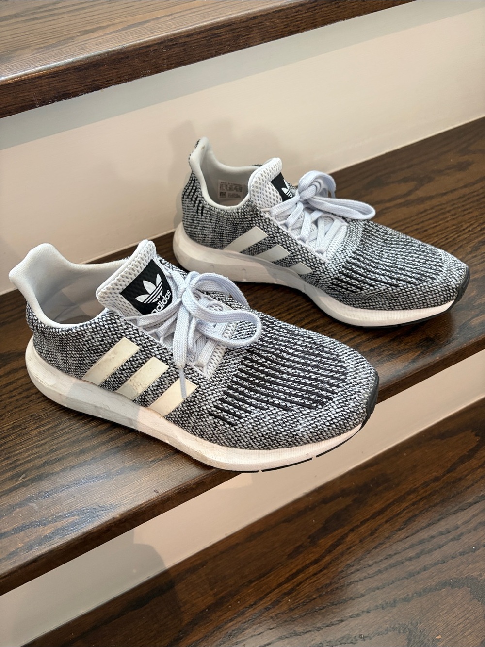 adidas Kids Black and White Knit Sneakers